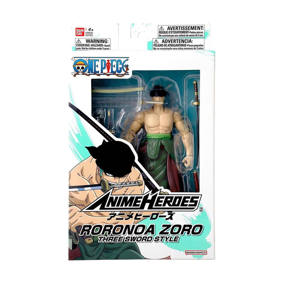 ONE PIECE - BONECO ARTICULADO - RORONOA   ZORO - THREE SWORD  - BANDAI 