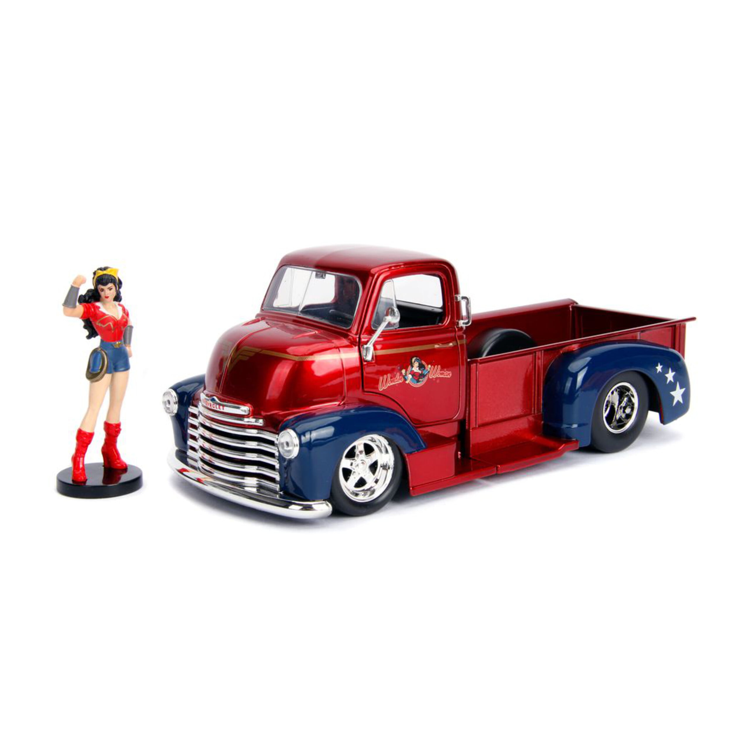 1952 - CHEVROLET COE PICK UP - MULHER MARAVILHA COM BONECO - 1/24