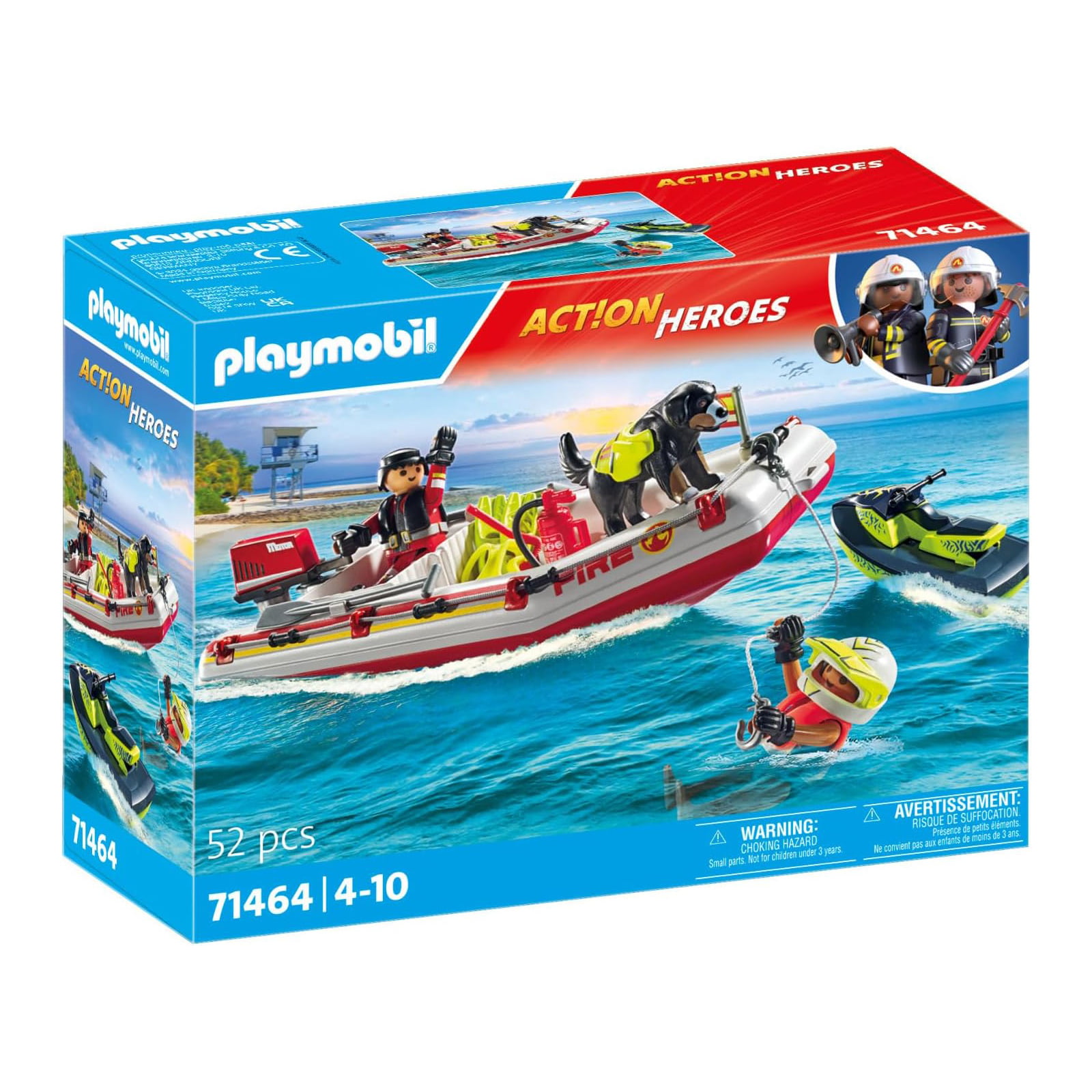 PLAYMOBIL - ACTION HEROES - BOTE DE SALVAMENTO COM JET SKI - 71464