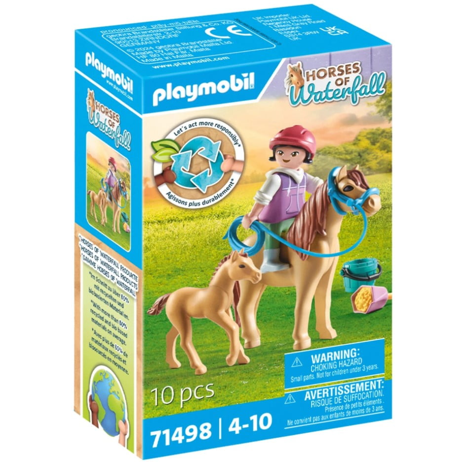 PLAYMOBIL - HORSES OF WATERFALL - PONEI E POTRO COM CRIANÇA - 71498
