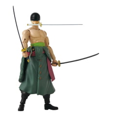 ONE PIECE - BONECO ARTICULADO - RORONOA   ZORO - THREE SWORD  - BANDAI 