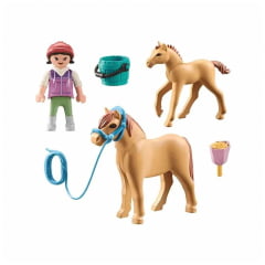 PLAYMOBIL - HORSES OF WATERFALL - PONEI E POTRO COM CRIANÇA - 71498